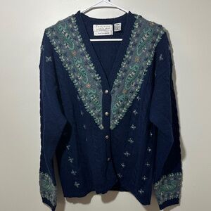 Vintage Northern Isles Wool Embroidered Sweater XL
